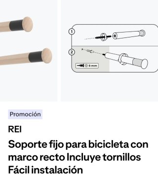 Soporte pared bicicleta madera REI