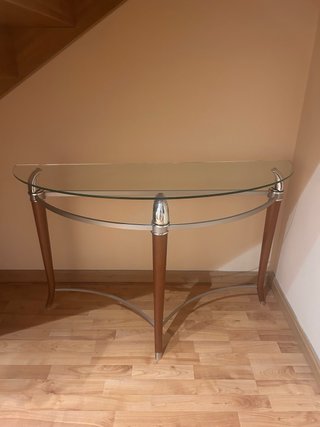 Mesa consola cristal y madera