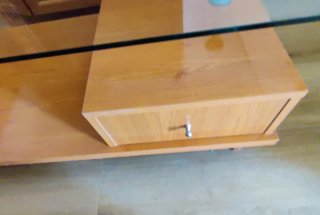 Mesa de centro cristal y madera