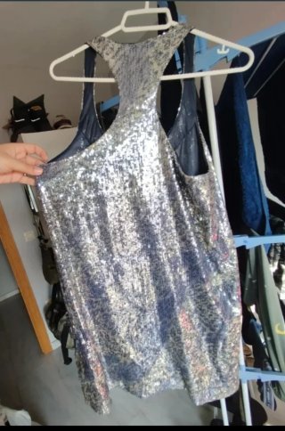 Lote falda y vestido lentejuelas plateadas