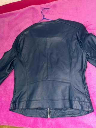 Cazadora Cuero Azul Marino