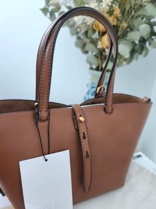 Bolso Mini Capazo Zara Marrón