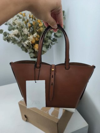 Bolso Mini Capazo Zara Marrón
