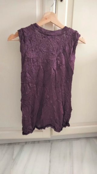 Top Zara Punto Efecto Arrugado Morado