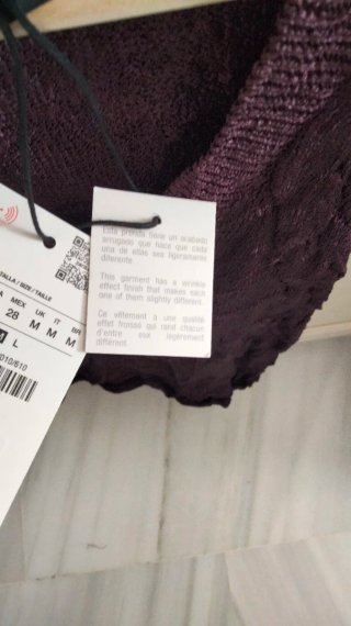 Top Zara Punto Efecto Arrugado Morado