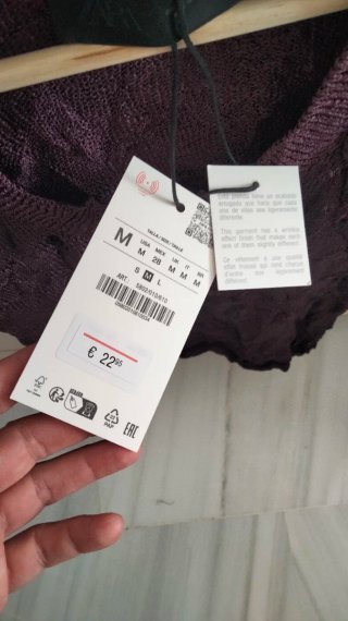 Top Zara Punto Efecto Arrugado Morado