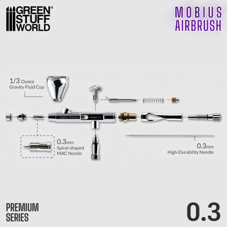 Aerógrafo Gaahleri Mobius 0.3mm Premium