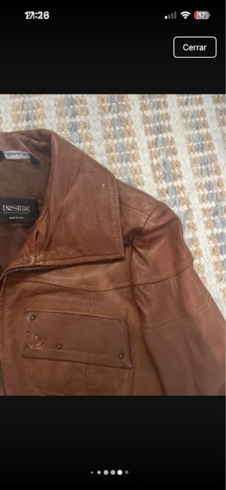 Chaqueta de piel marrón