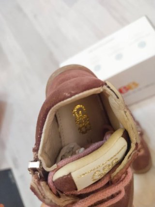 Botas de piel niña corazón purpurina T.19