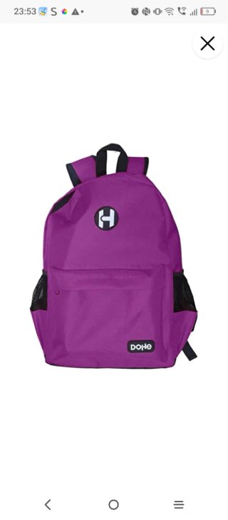 Mochila escolar morada con logo H