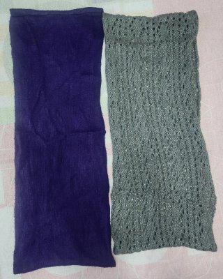 Bufanda infantil morada y gris