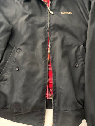 Chaqueta Harrington Negra con Forro Tartán