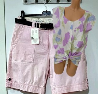 Conjunto Top Flores y Pantalón Rosa Pálido