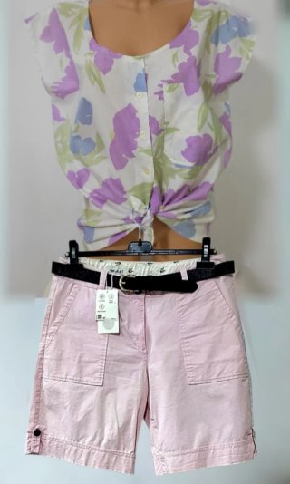 Conjunto Top Flores y Pantalón Rosa Pálido