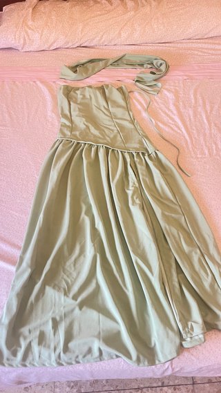 Vestido largo bustier menta M