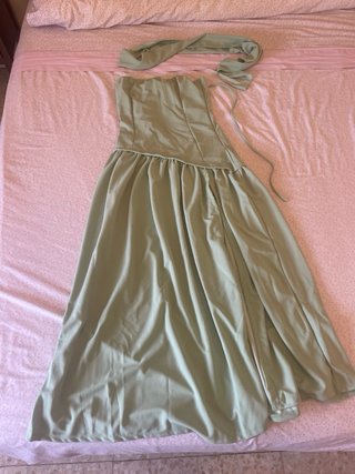 Vestido largo bustier menta M
