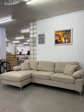 Sofá chaise longue beige