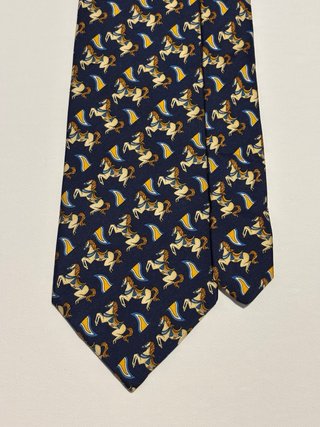 Corbata Lancel de seda con caballos