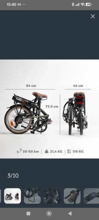 Bicicleta Eléctrica Plegable E-Fold 500 decathlon
