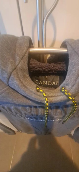 Sudadera gris con capucha y logo
