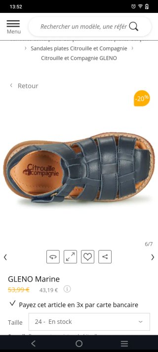 Sandalias de piel azul marino Citrouille & Co T.28