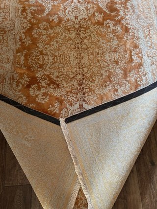 Tappeto Persiano Misto Seta Oro Arancione