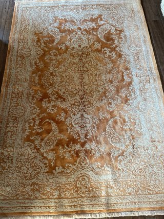 Tappeto Persiano Misto Seta Oro Arancione
