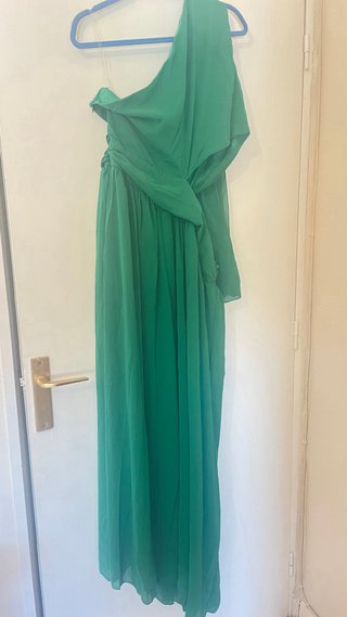 Vestido largo verde plisado talla L