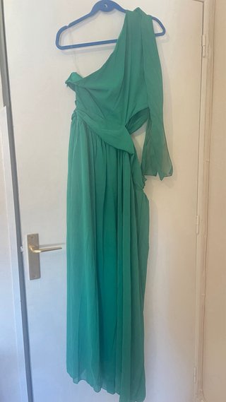 Vestido largo verde plisado talla L