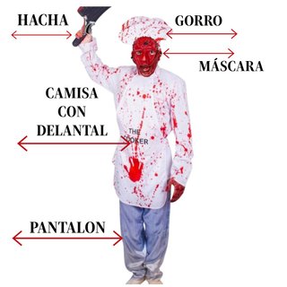 Disfraz Cocinero Sangriento Talla S/M con Mascara