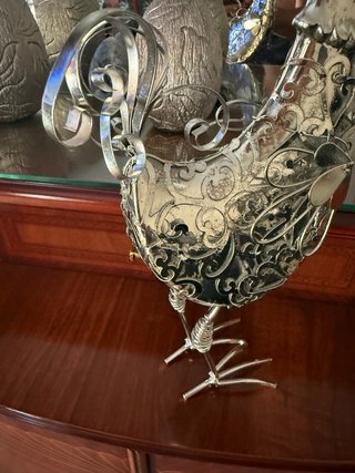 Figura Gallo Decorativo Metal 40cm