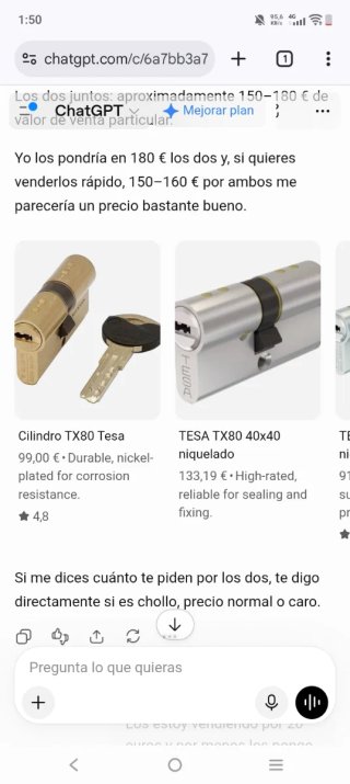 Cilindro TESA TX80 Alta Seguridad