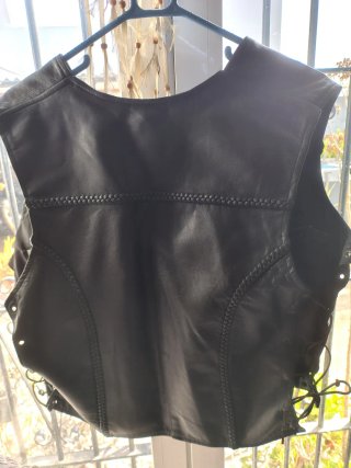 Chaleco motero piel negro XL