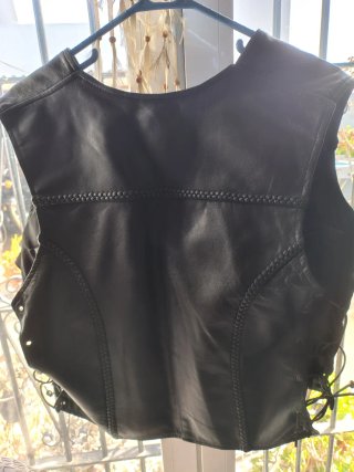 Chaleco motero piel negro XL