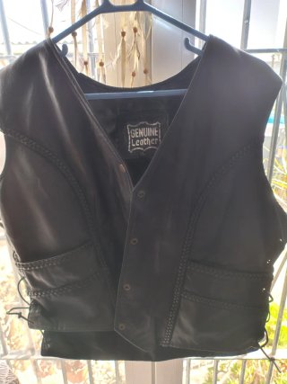 Chaleco motero piel negro XL