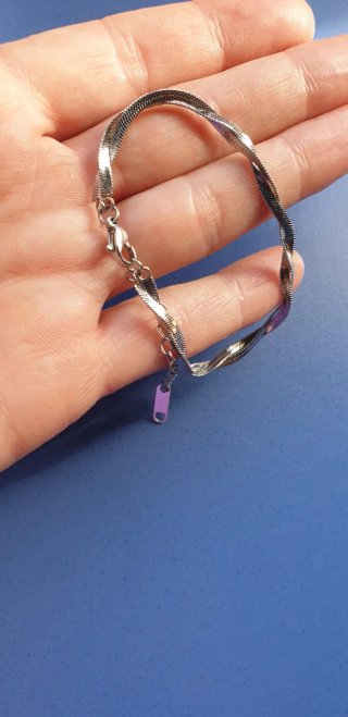 ACERO PLATEADO PULSERA TRENZADA
