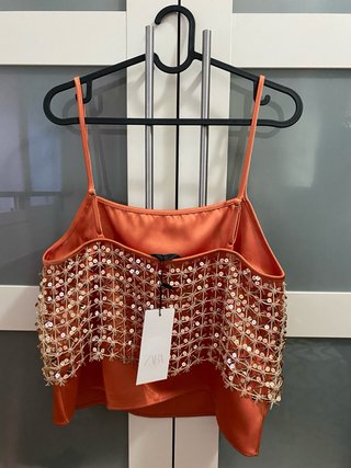 Top corto lentejuelas Zara Talla S
