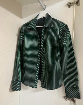 Camisa de vestir rayas verde y negro