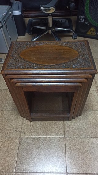 4 mesas nido estilo colonial madera