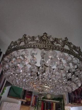 Lámpara Vintage Bronce y Cristal Cesta