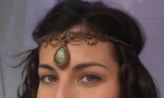 Gargantilla macramé con labradorita verde
