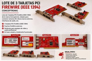 Lote 3 Tarjetas PCI FireWire IEEE 1394 Conceptroni