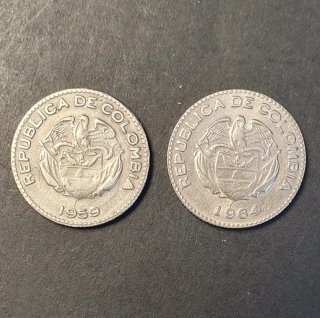 COLOMBIA 2 MONEDAS 10 CENTAVOS, INDIO CALARCÁ