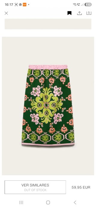 Falda Zara Studio Estampada T/S y XL