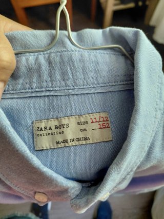 Camisa Zara Boys Talla 152 Azul, 11/12 años