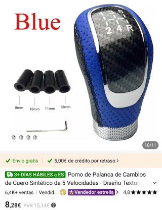 Pomo de cambio azul y carbono