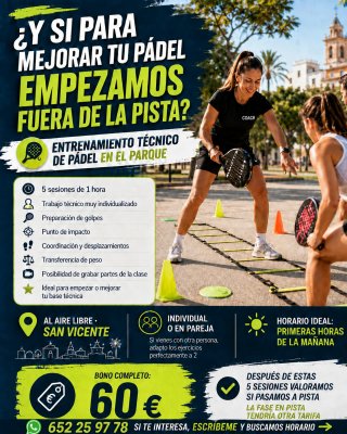 Bono 5 Sesiones Entrenamiento Padel