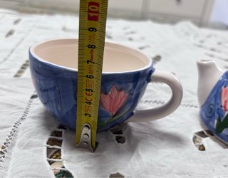 Tetera y Taza Decorada Flores