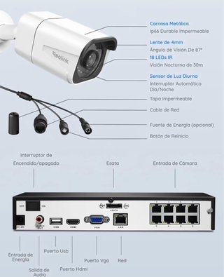 Kit Cámaras Seguridad Reolink 4K PoE NVR 8CH