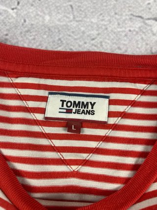 Camiseta Tommy Jeans Rayas Roja Blanca Talla L